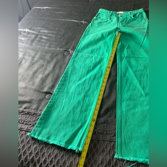 Zara Bloggers Favourite Brat Balletcore High Waisted Wide Leg Jeans Green Size 4 - Picture 16 of 16